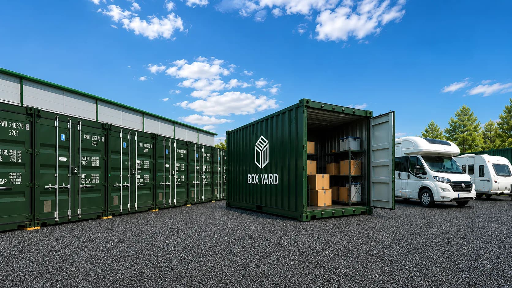 Secure container, vehicle and open yard self storage in Burgess Hill